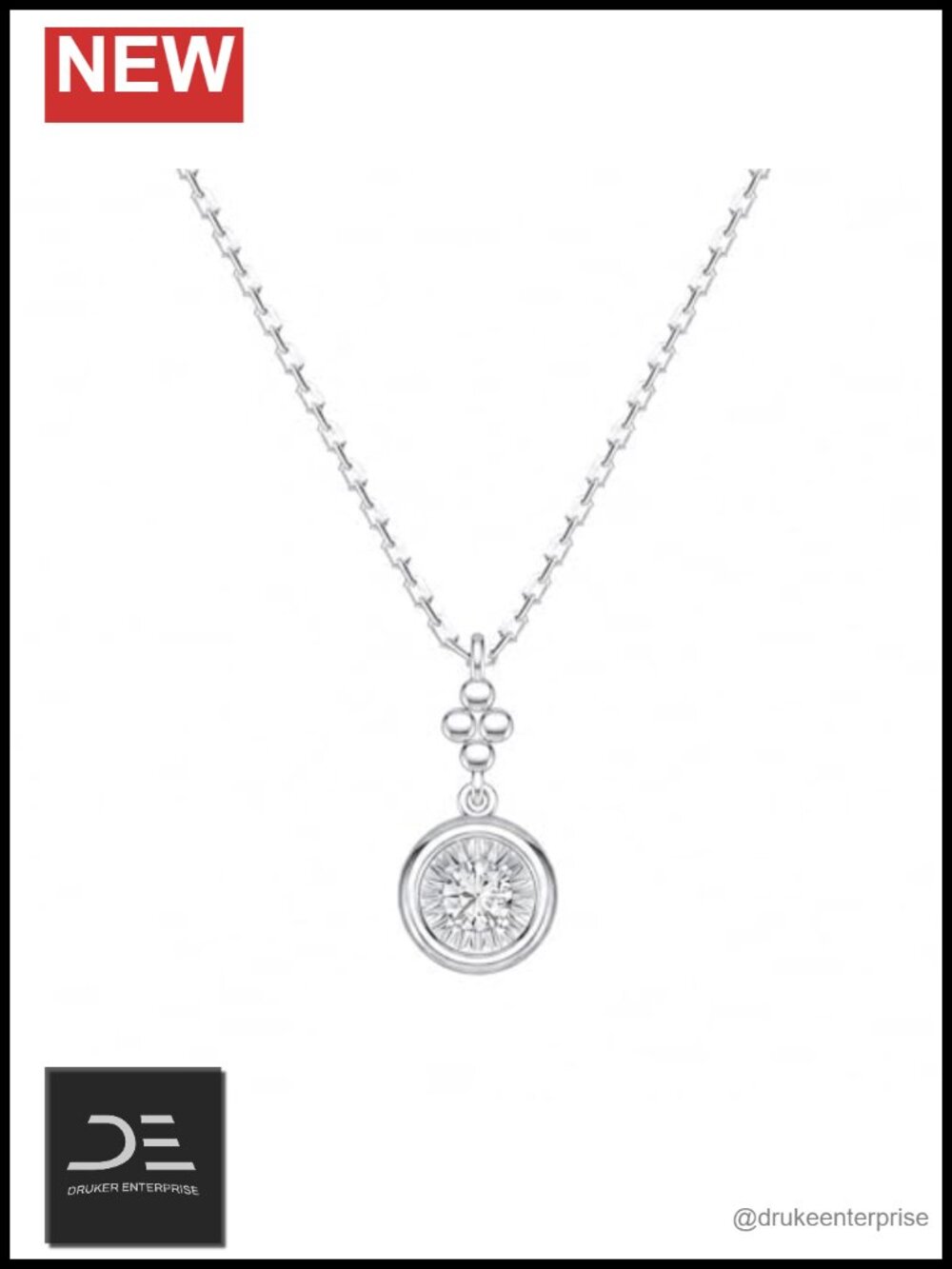 Lab Grown Diamond Pendant Necklace S925 Silver 18K Gold Plated Women Jewelry
